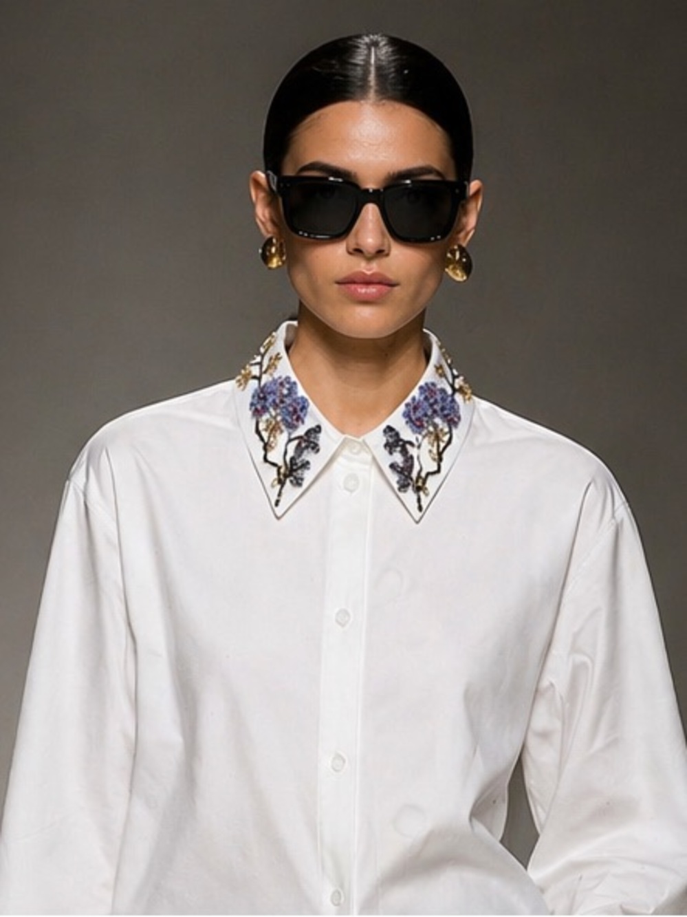 Adam Lippes Embellished Collar High Low Button Down Shirt Sz6